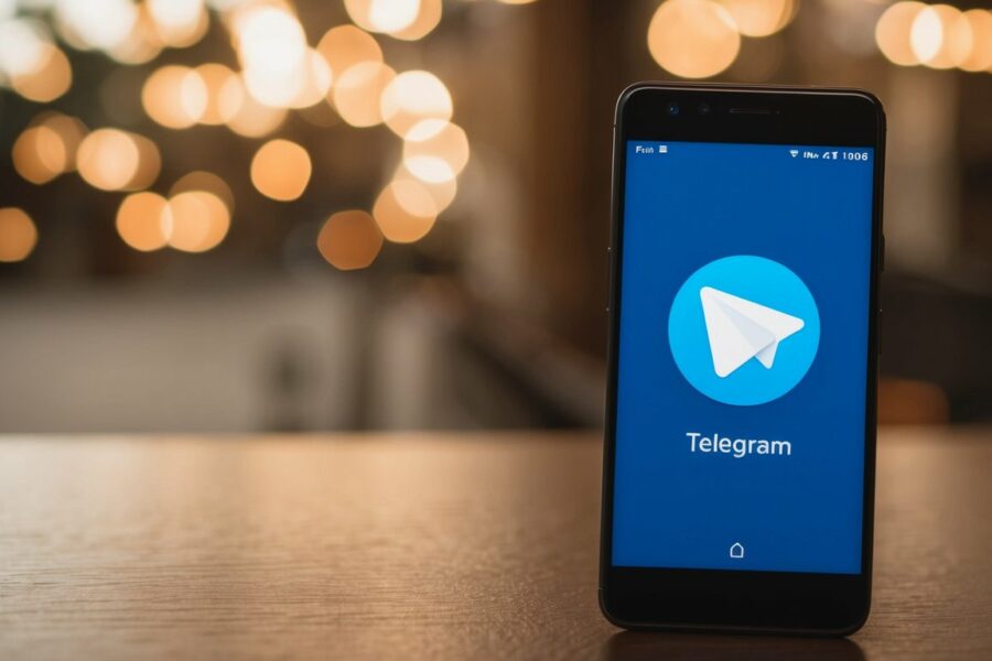 Um smartphone com o aplicativo Telegram aberto, mas sem número de telefone inserido
