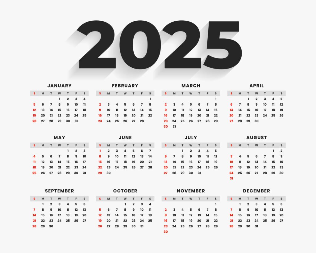 Um calendário com 56 quadrados, cada um representando um dia, com 8 quadrados destacados