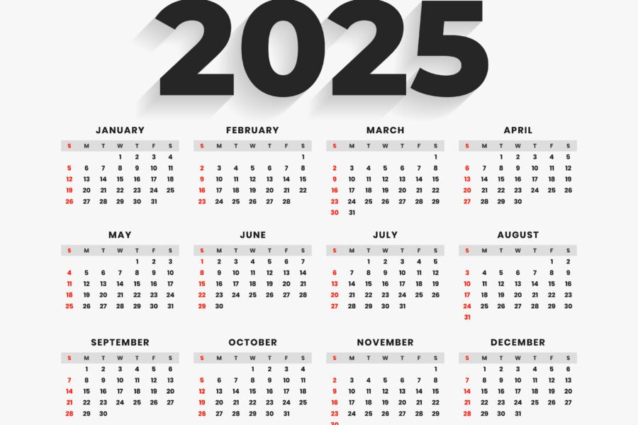 Um calendário com 56 quadrados, cada um representando um dia, com 8 quadrados destacados