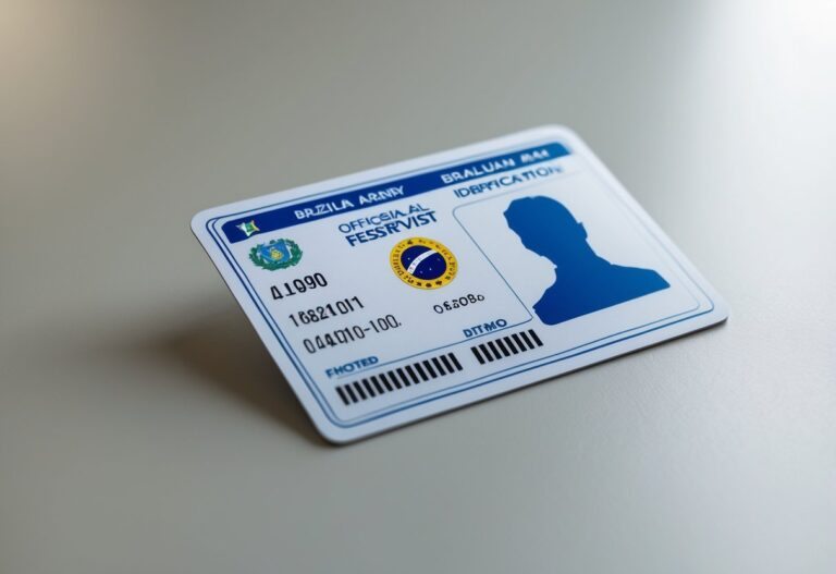 Cartão de reservista brasileiro sobre uma superfície neutra, mostrando detalhes do documento.